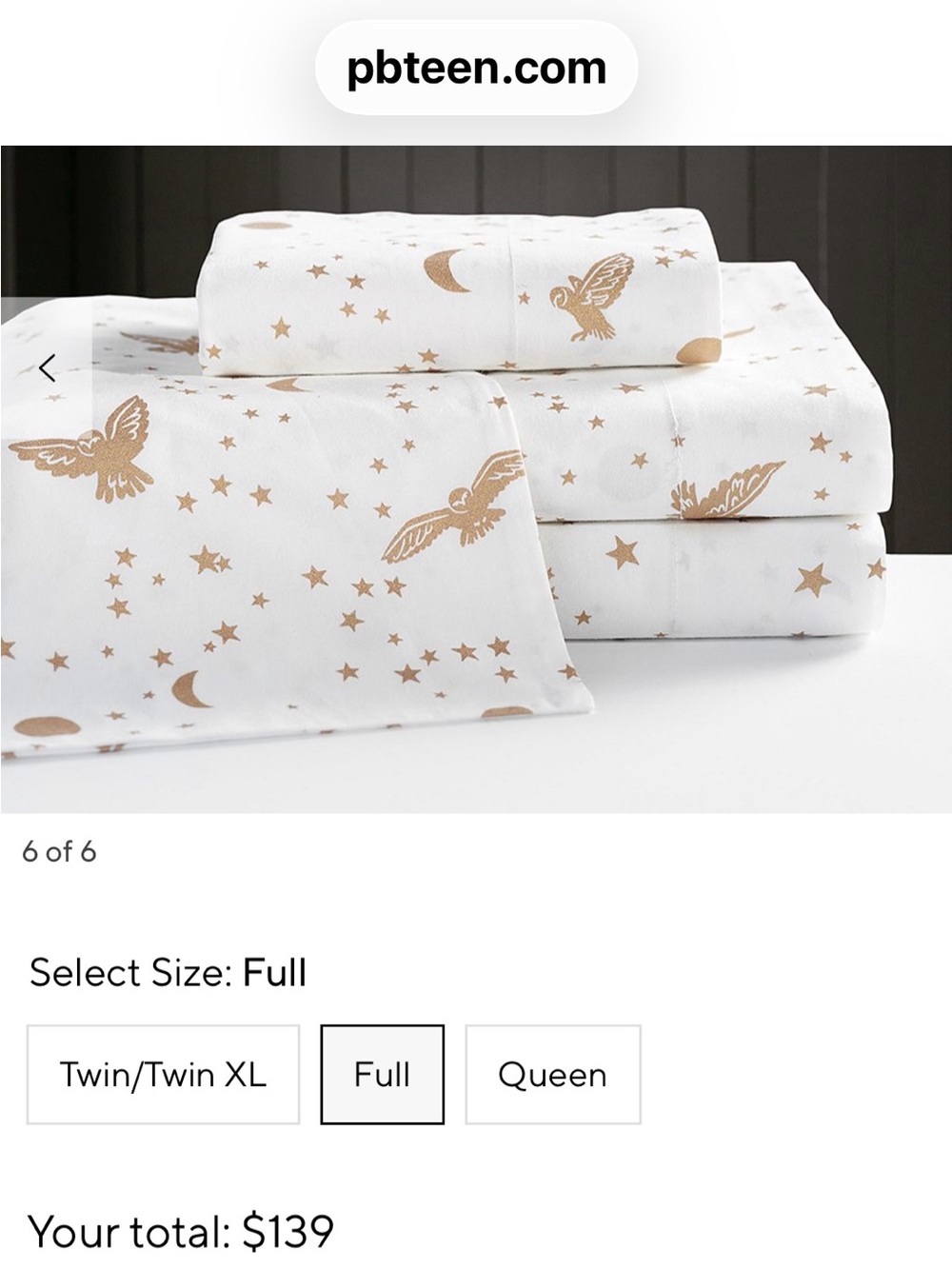 Pottery Barn Teen Harry Potter Enchanted night sky Cotton Sheet Set size Full - Picture 3 of 9